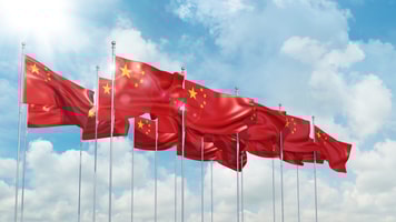 Chinese Flags Flying