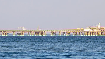 Dominion Energy offshore LNG loading dock at Cove Point LNG, Calvert County, Maryland USA