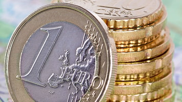 Euro currency on map