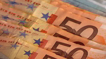 Euro notes close up
