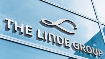 Linde logo on glass