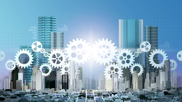 merger and acquisition business concepts, join company on cogwheel pieces, 3d rendering