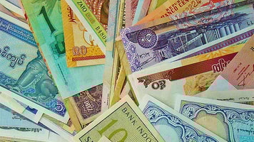 close-up of foreign currencies