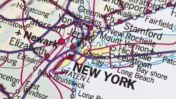 New York on a map closeup