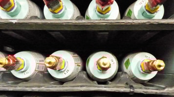 Rack of cylinders showing test rings