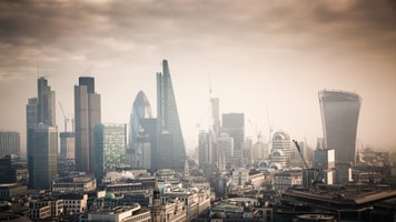 rooftop view over London on a foggy day from St Paul