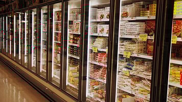 Supermarket freezer food and beverages