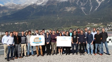 The ionicon team celebrating its 300th sold ptr ms instrument