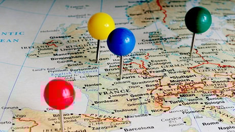 Europe pins map
