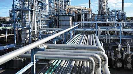 Oil refinery pipes