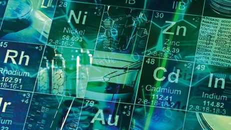 Spec-gases-Laboratory-Periodic-table-of-elements-and-laboratory-tools.-Science-concept-2