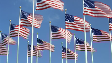 American flags flying in the wind, Washington, D.C