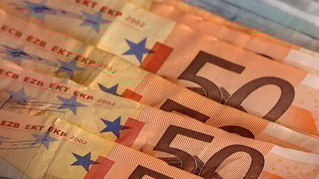 Euro notes close up