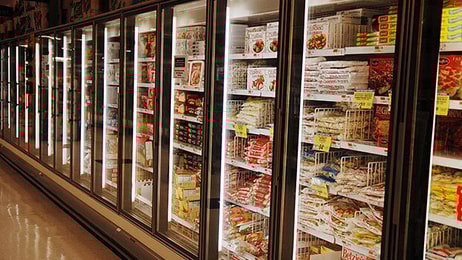 Supermarket freezer food and beverages