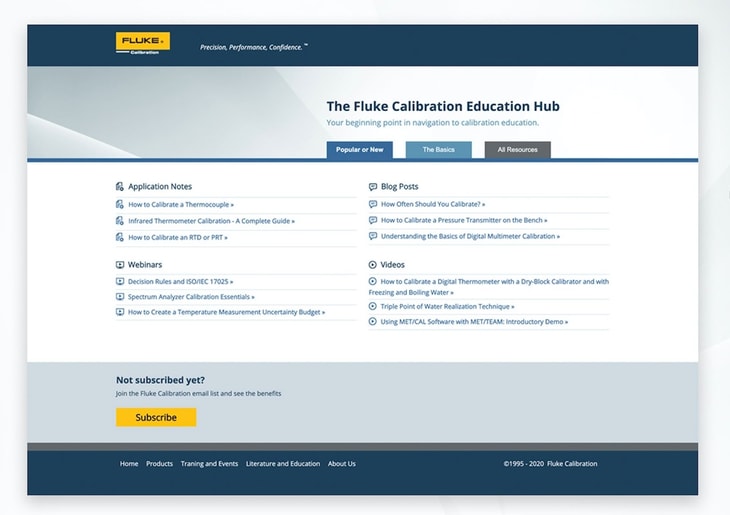 Fluke Calibration launches education hub webpage