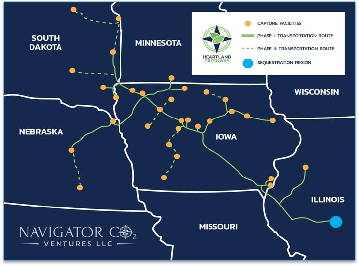 Navigator to provide CCUS solutions to 18 POET facilities; plans to capture, transport and store five million tonnes of CO2 annually