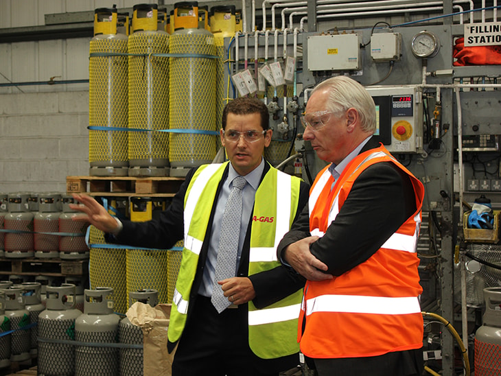 Lord Maude, the Minister for Trade and Investment, visits A-Gas at Portbury near Bristol