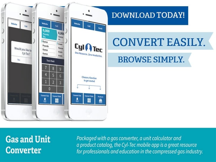 Cyl-Tec’s new mobile app features a gas converter, unit calculator and product guide