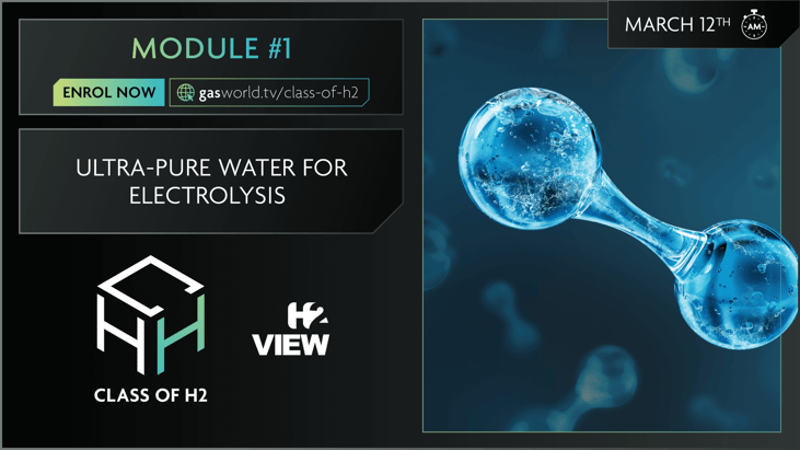 Class of H2, Module 7 – Ultra-pure water for electrolysis
